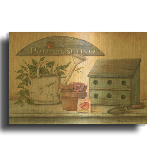 'Garden Shelf IV' By Pam Britton Gold Metal Wall Art