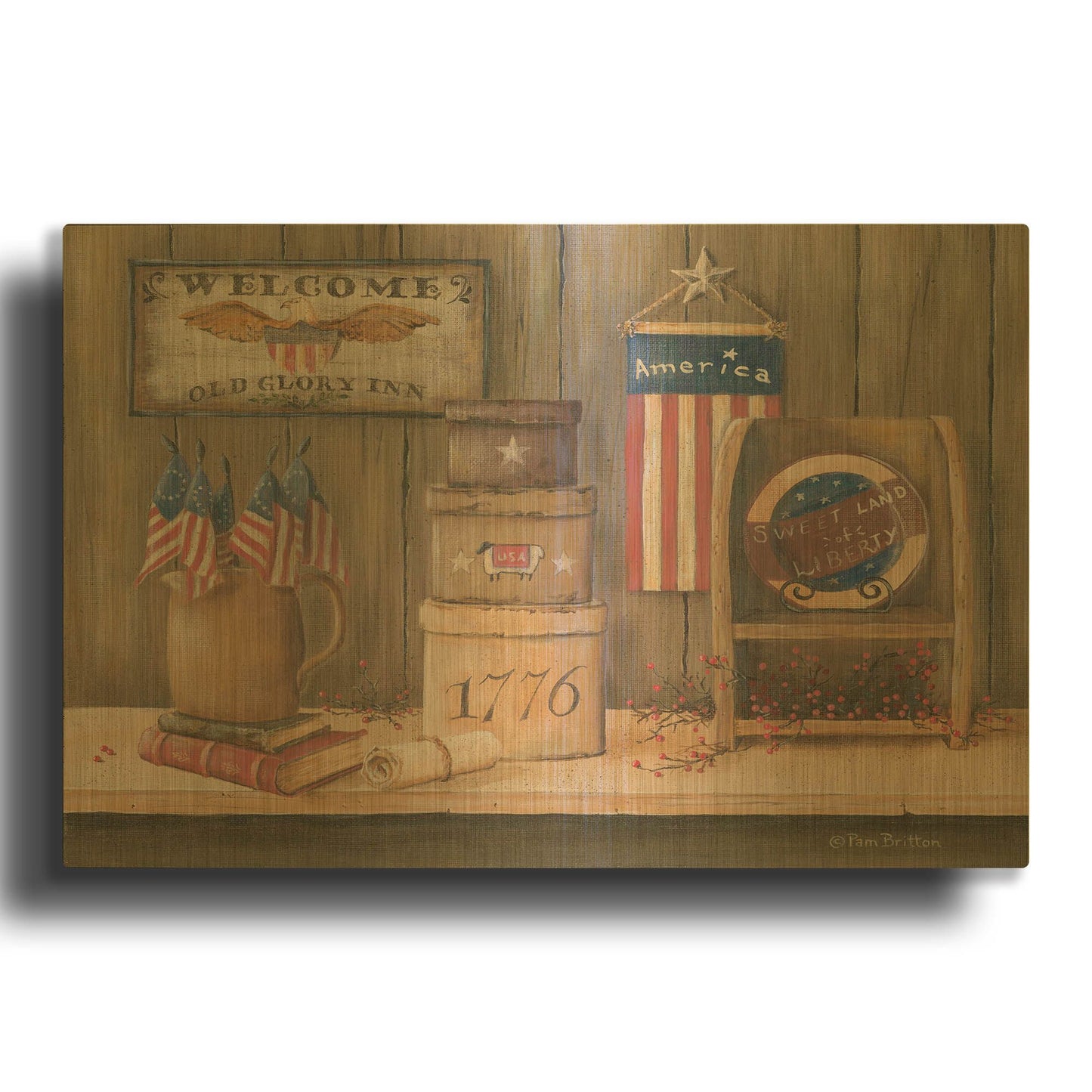 'Sweet Land of Liberty' By Pam Britton Gold Metal Wall Art