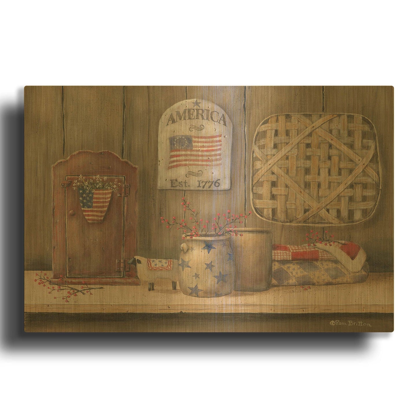 'America Est. 1776' By Pam Britton Gold Metal Wall Art