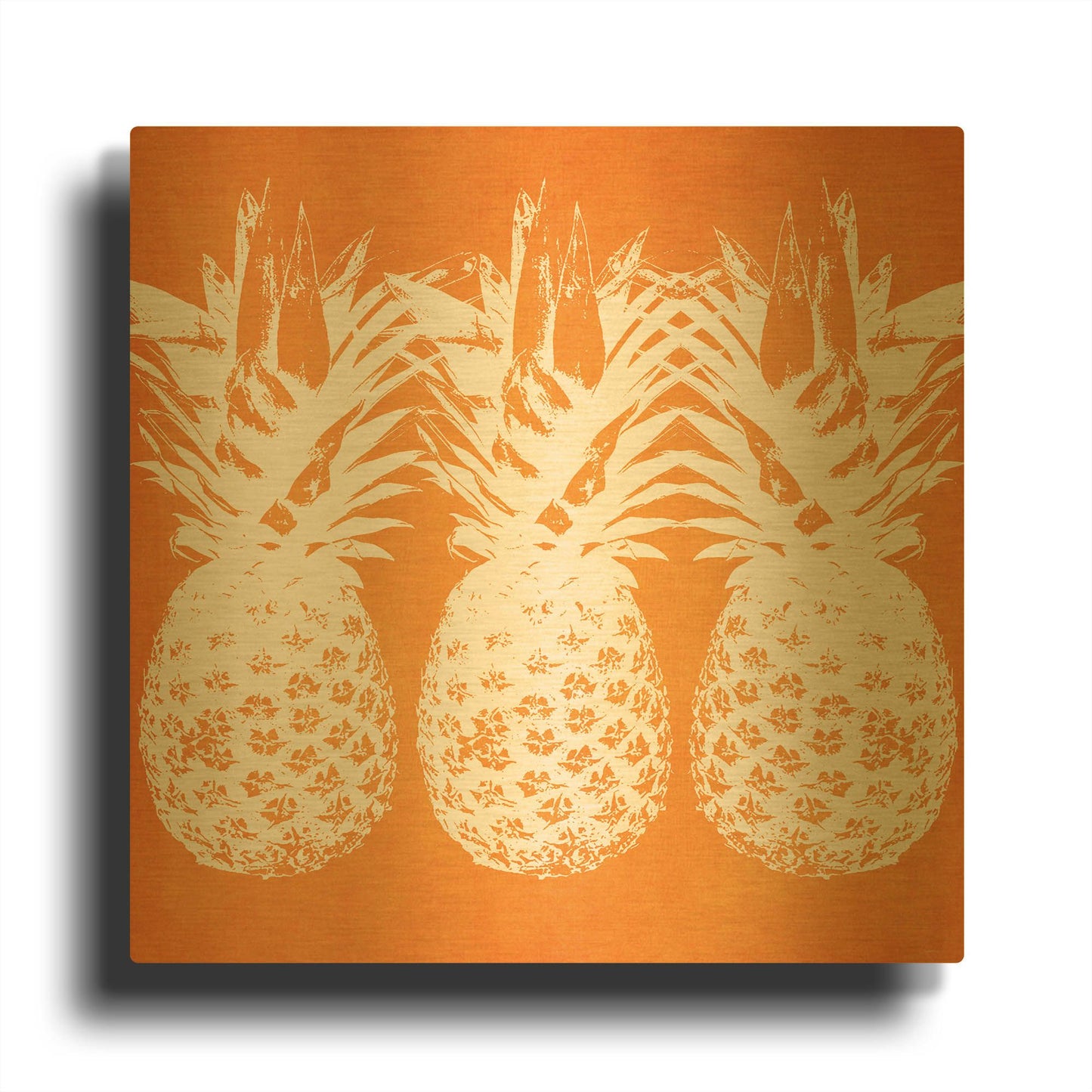 'Orange Pineapples' By Linda Woods Gold Metal Wall Art
