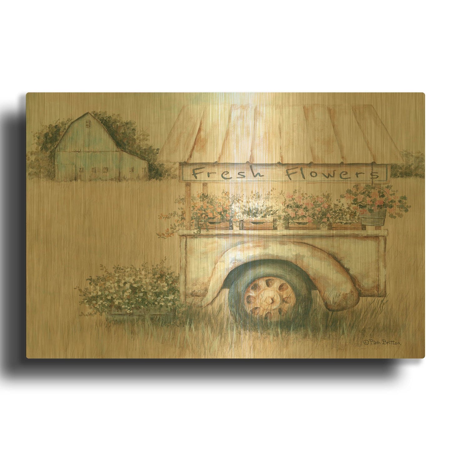 'Fresh Flowers for Sale' By Pam Britton Gold Metal Wall Art