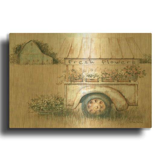 'Fresh Flowers for Sale' By Pam Britton Gold Metal Wall Art