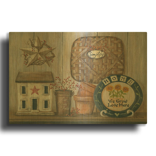 'Home Country Shelf' By Pam Britton Gold Metal Wall Art