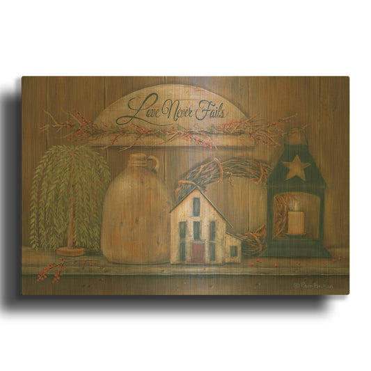 'Love Never Fails Shelf' By Pam Britton Gold Metal Wall Art