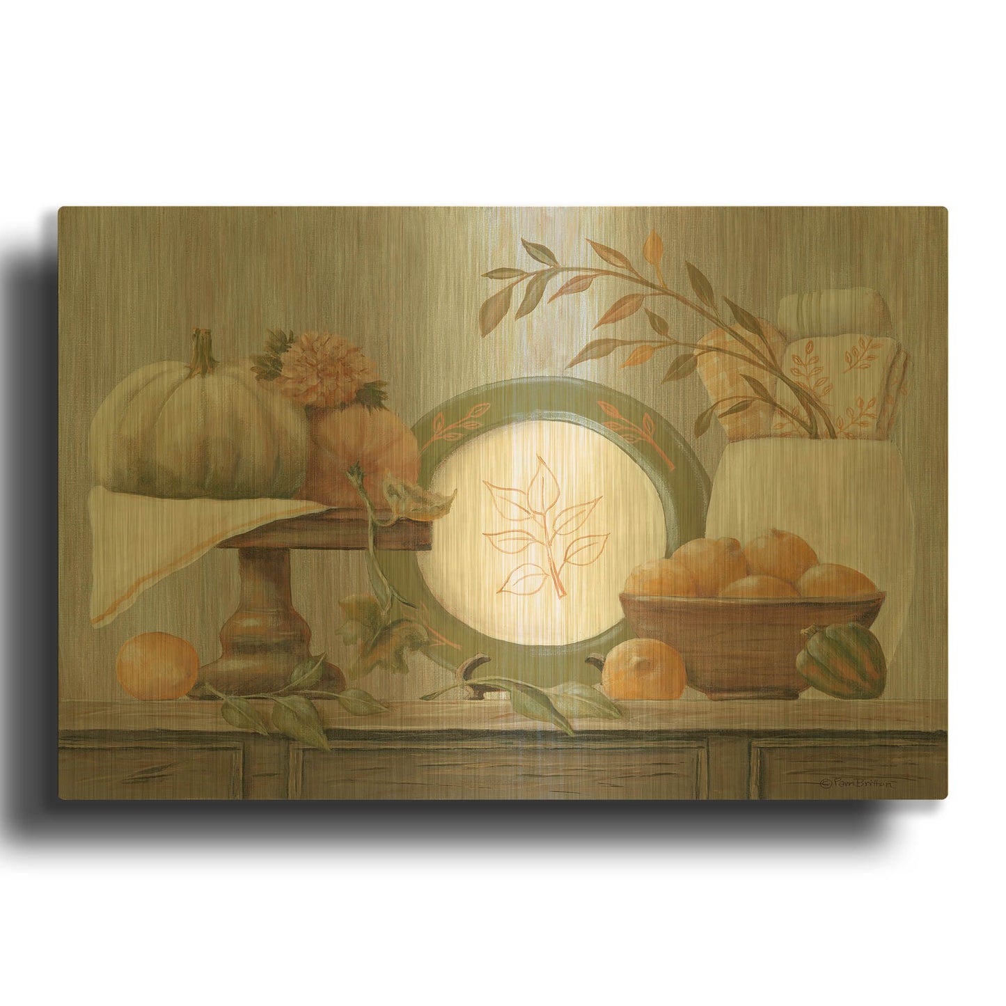 'A Harvest Kitchen' By Pam Britton Gold Metal Wall Art