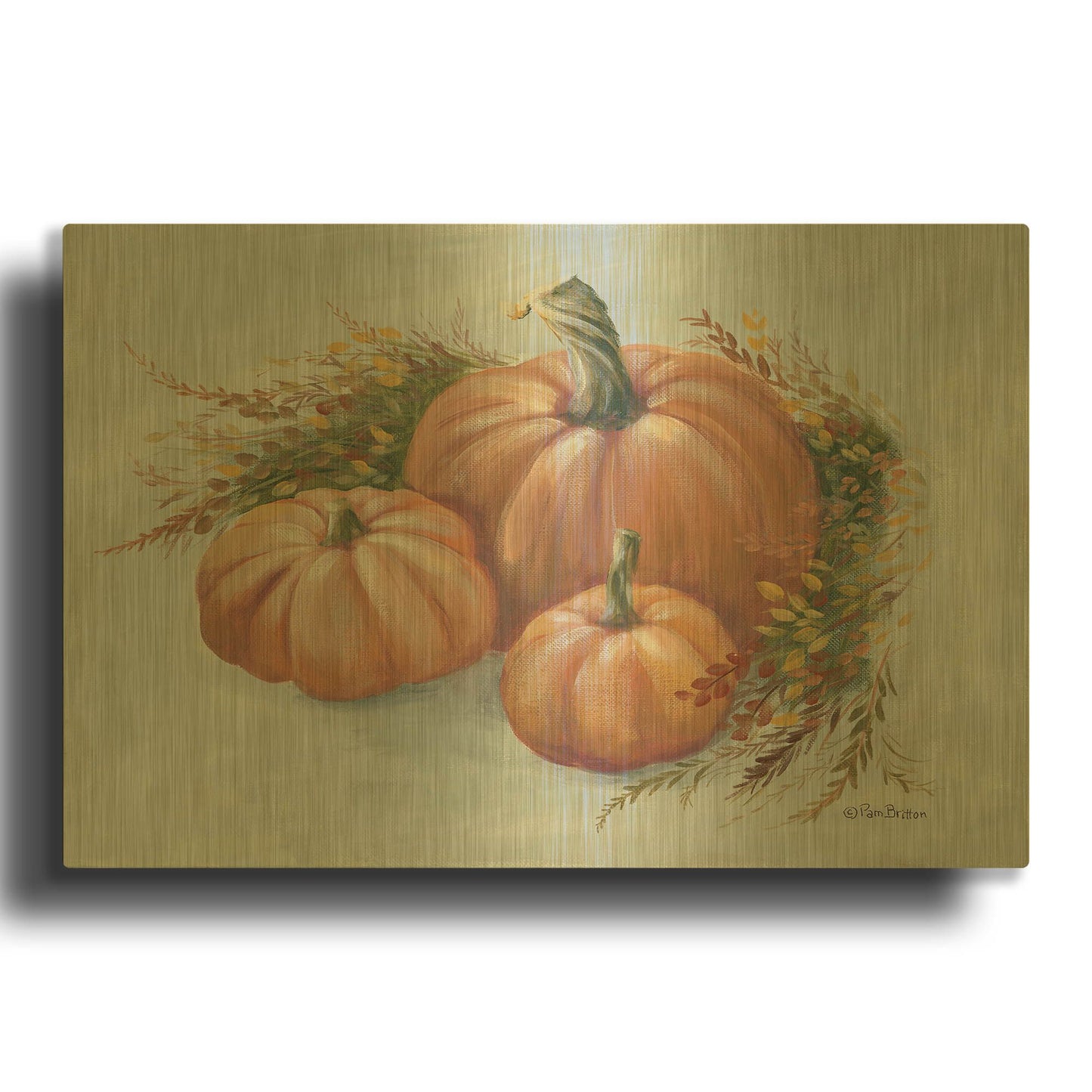 'Harvest Arrangement I' By Pam Britton Gold Metal Wall Art
