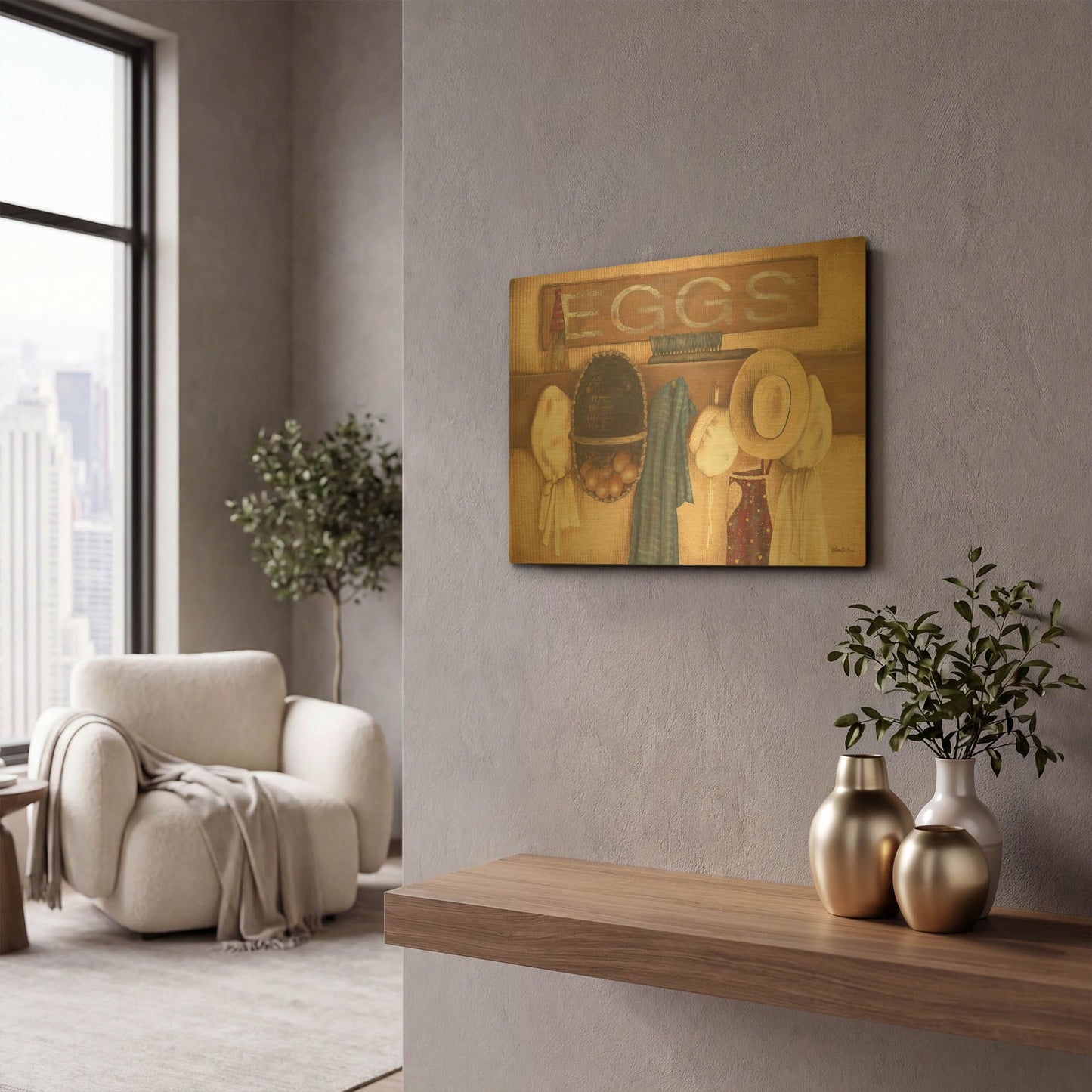 'Eggs' By Pam Britton Gold Metal Wall Art