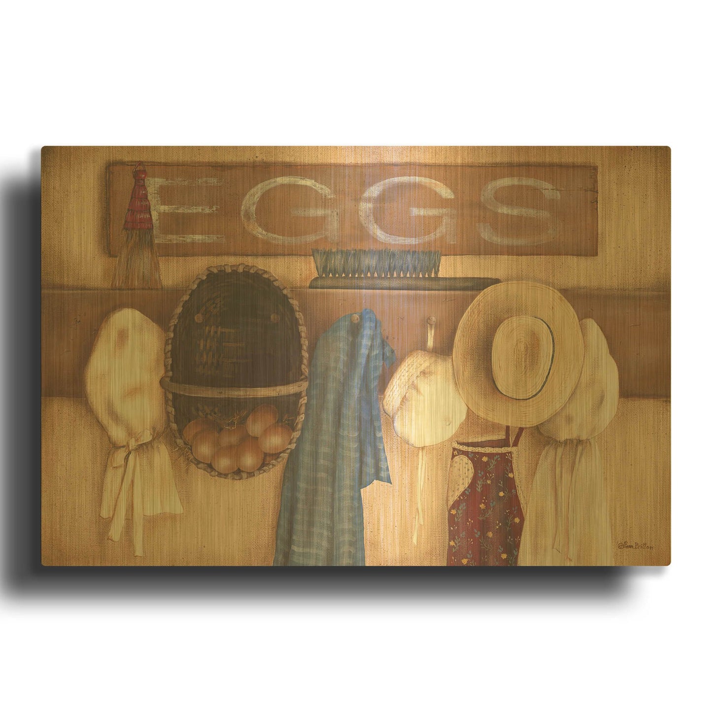 'Eggs' By Pam Britton Gold Metal Wall Art