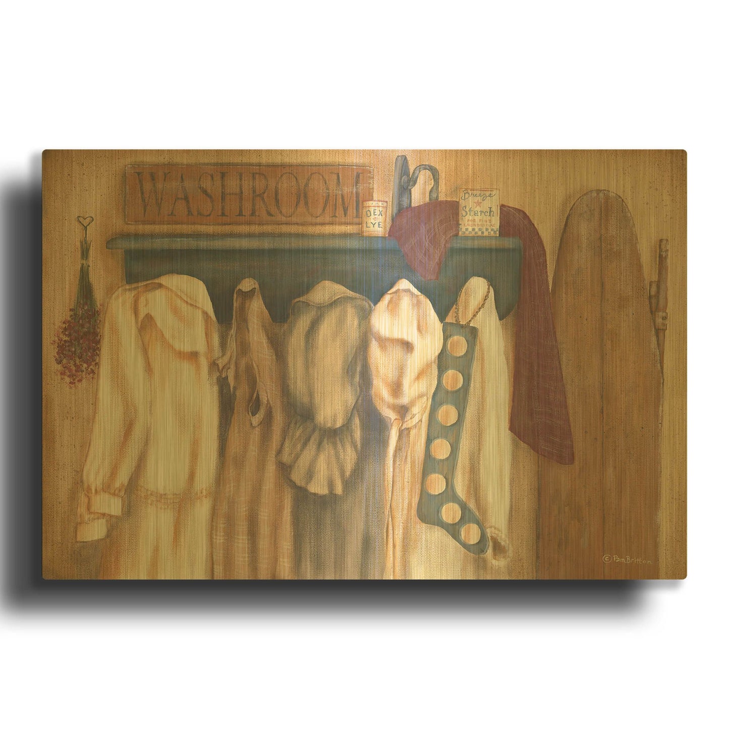 'Washroom Assortment' By Pam Britton Gold Metal Wall Art