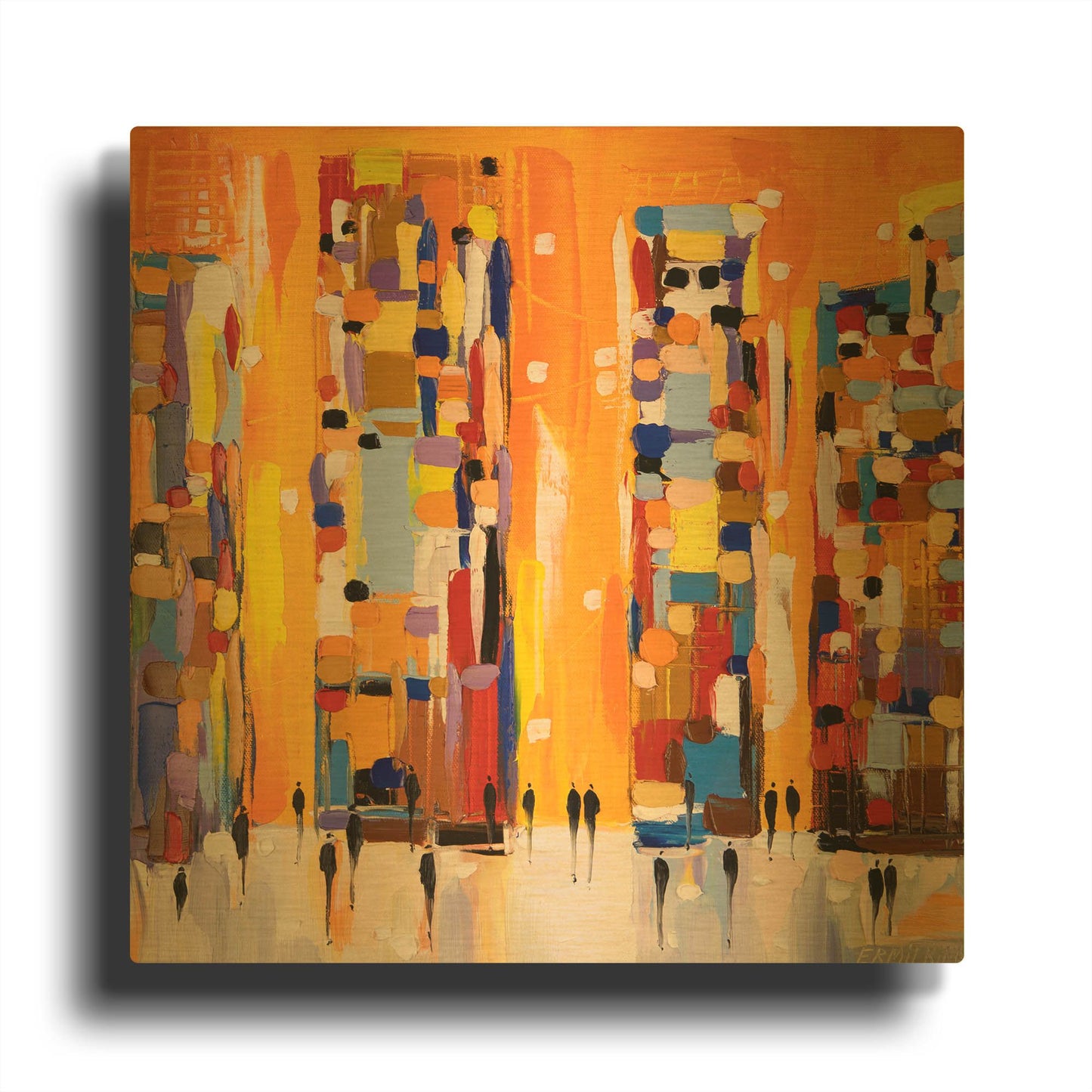'Orange Sunset' By Ekaterina Ermilkina Gold Metal Wall Art