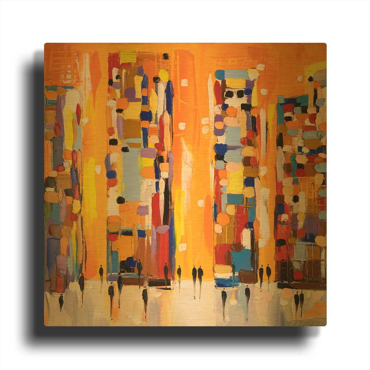 'Orange Sunset' By Ekaterina Ermilkina Gold Metal Wall Art