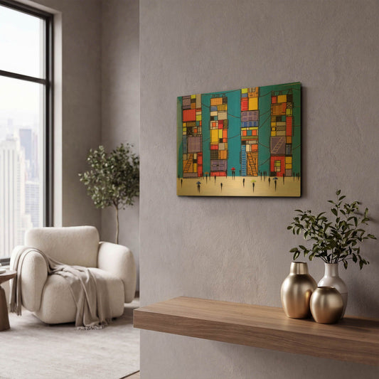'Rainy Night Walk' By Ekaterina Ermilkina Gold Metal Wall Art
