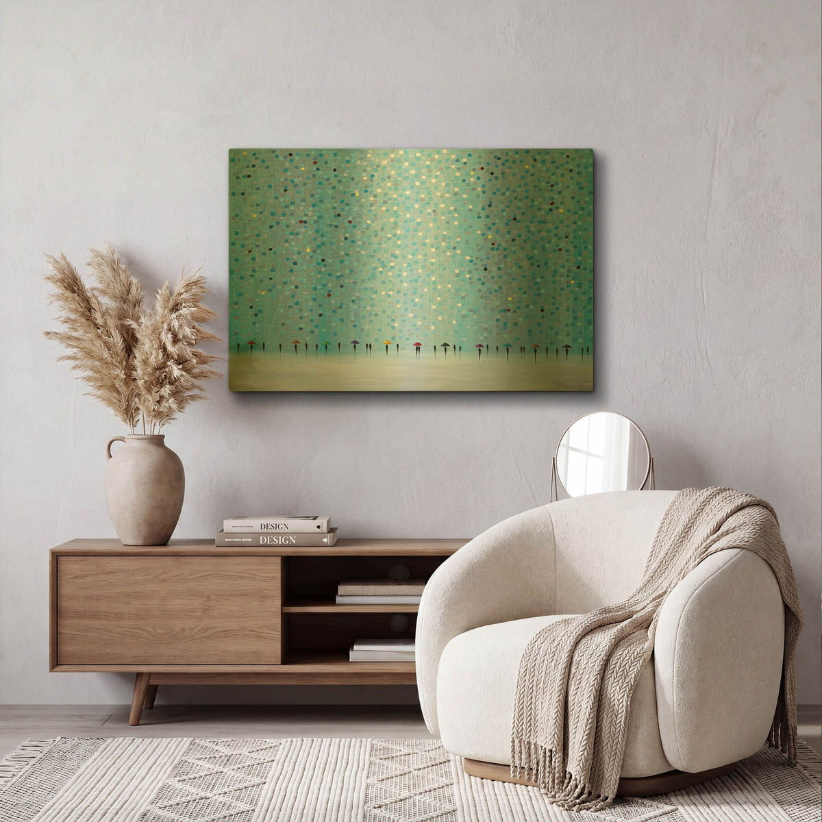 'Umbrellas' By Ekaterina Ermilkina Gold Metal Wall Art