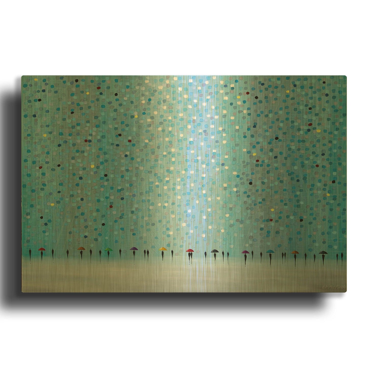 'Umbrellas' By Ekaterina Ermilkina Gold Metal Wall Art