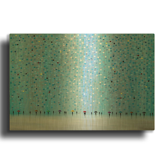 'Umbrellas' By Ekaterina Ermilkina Gold Metal Wall Art