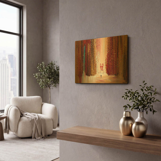'Love' By Ekaterina Ermilkina Gold Metal Wall Art