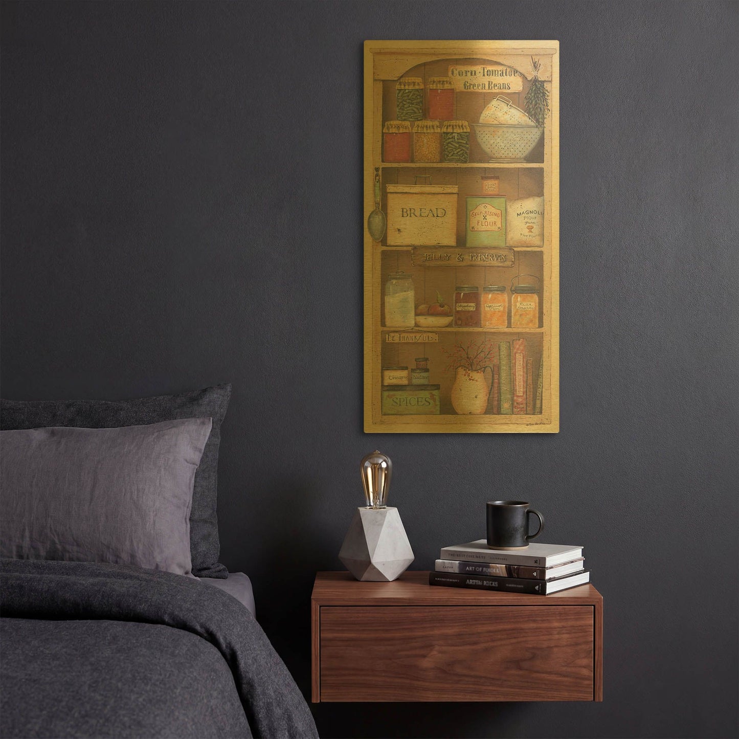 'Farmhouse Pantry II' By Pam Britton Gold Metal Wall Art