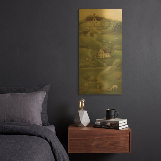 'Farm Life I' By Pam Britton Gold Metal Wall Art