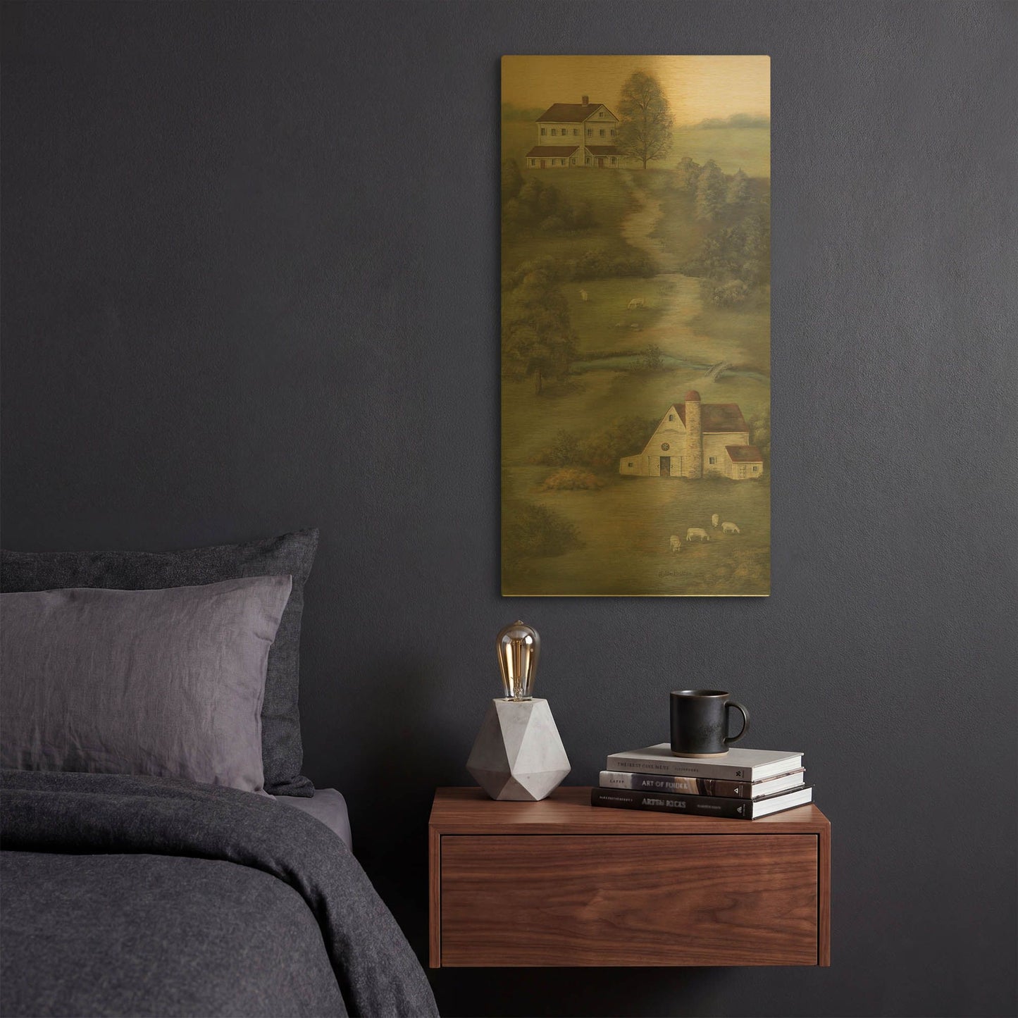 'Farm Life II' By Pam Britton Gold Metal Wall Art