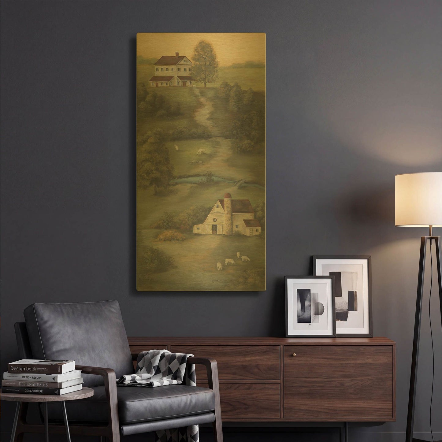 'Farm Life II' By Pam Britton Gold Metal Wall Art