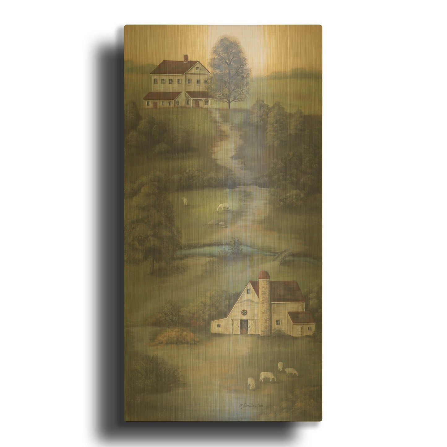 'Farm Life II' By Pam Britton Gold Metal Wall Art