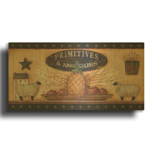 'Primitives & Antiques Shelf' By Pam Britton Gold Metal Wall Art