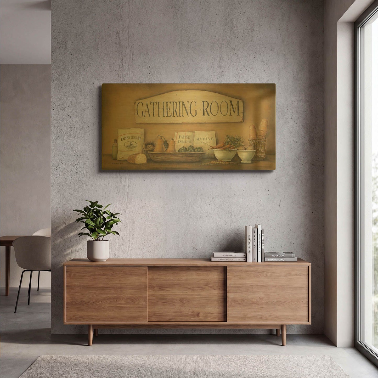 'Gathering Room' By Pam Britton Gold Metal Wall Art