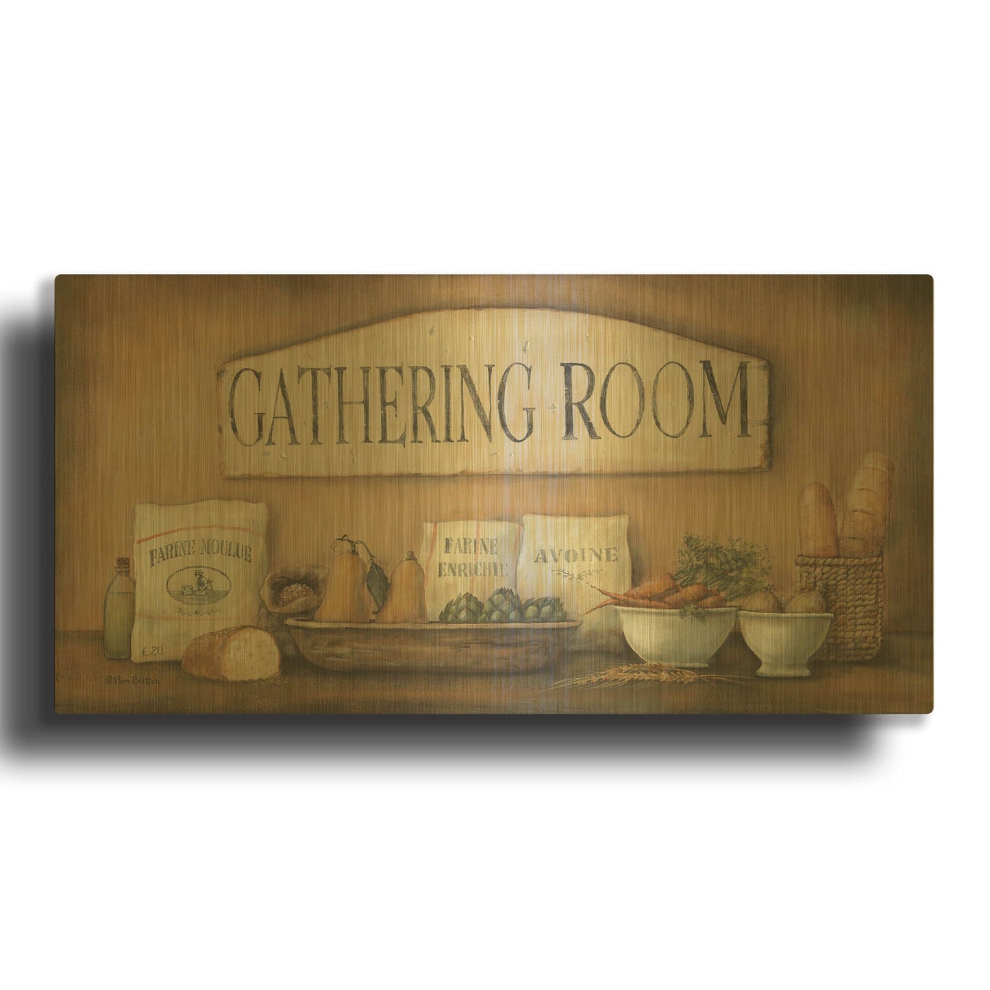 'Gathering Room' By Pam Britton Gold Metal Wall Art