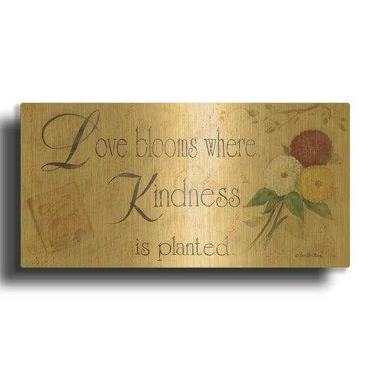 'Love Blooms' By Pam Britton Gold Metal Wall Art