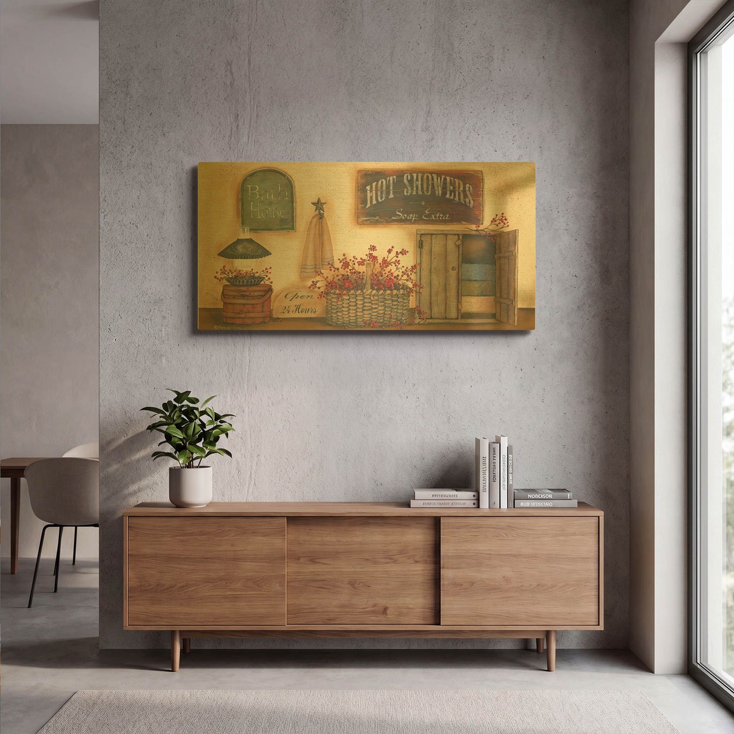 'Bath House' By Pam Britton Gold Metal Wall Art