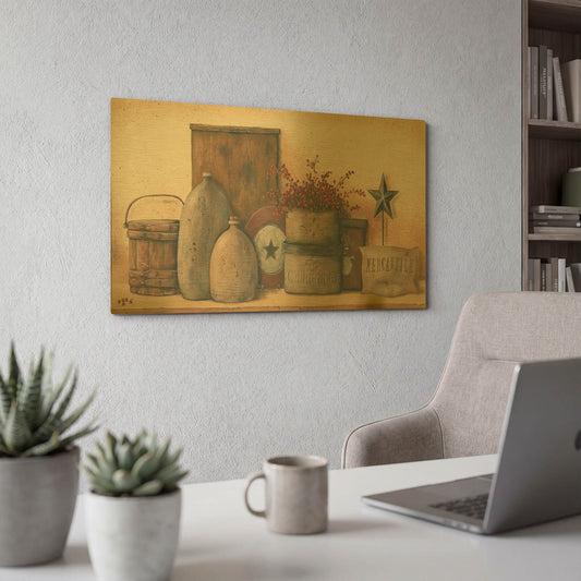 'Antique Treasures I' By Pam Britton Gold Metal Wall Art