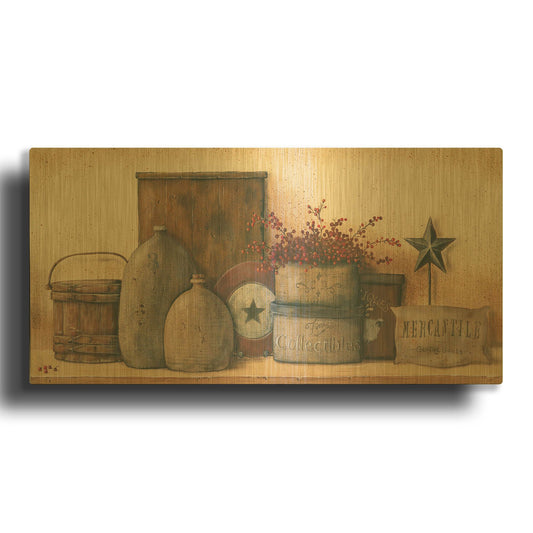 'Antique Treasures I' By Pam Britton Gold Metal Wall Art