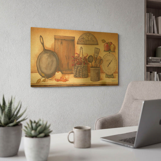 'Farm Kitchen I revised' By Pam Britton Gold Metal Wall Art