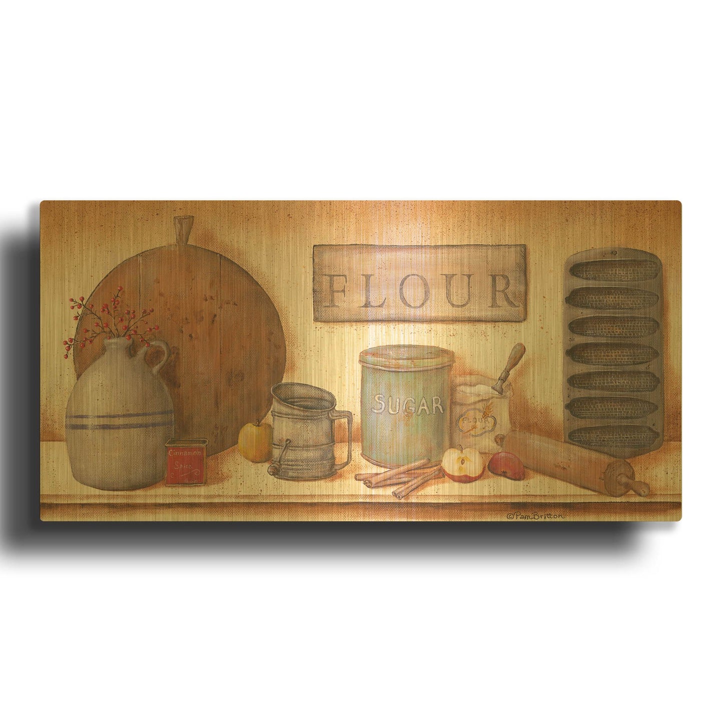 'Farm Kitchen II' By Pam Britton Gold Metal Wall Art