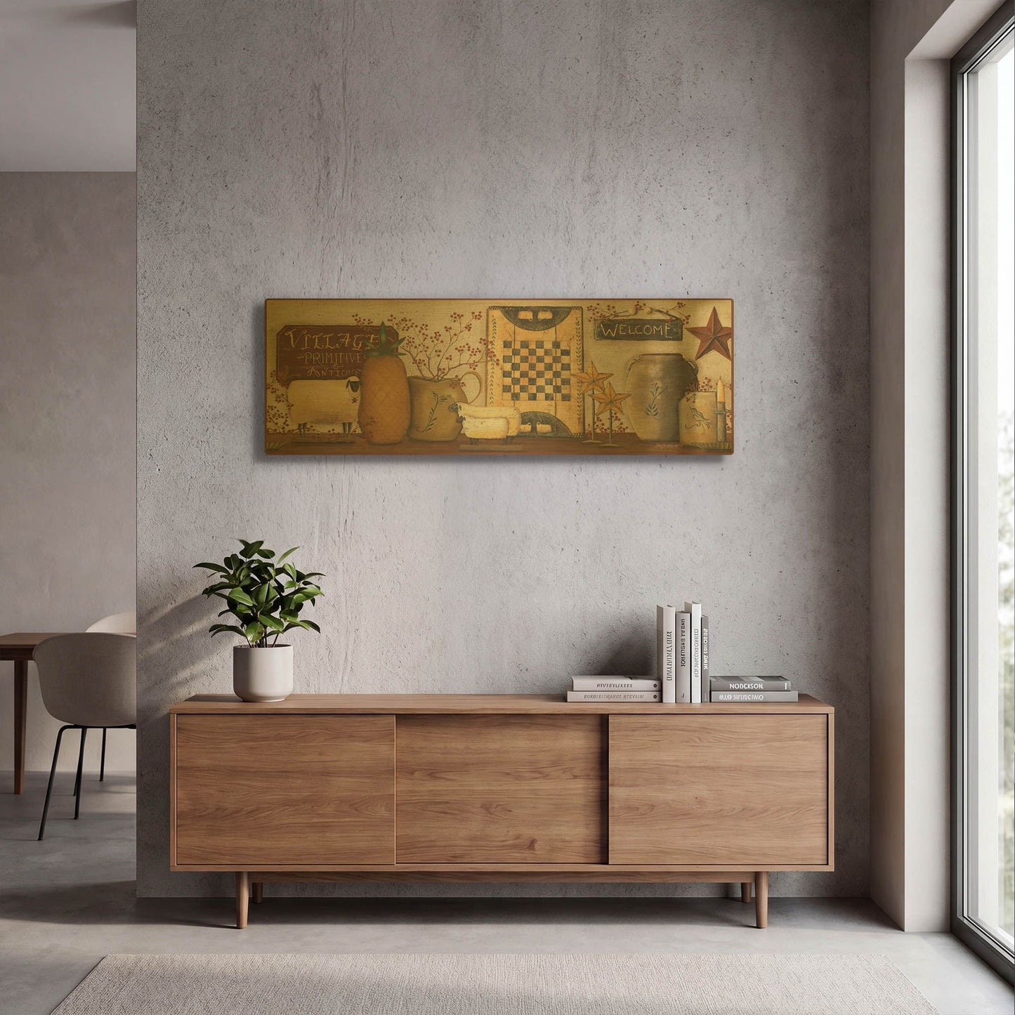 'Village Welcome' By Pam Britton Gold Metal Wall Art