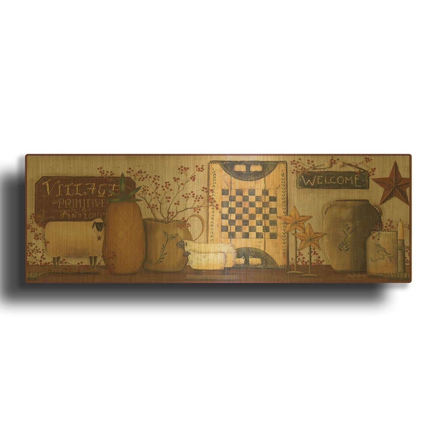 'Village Welcome' By Pam Britton Gold Metal Wall Art