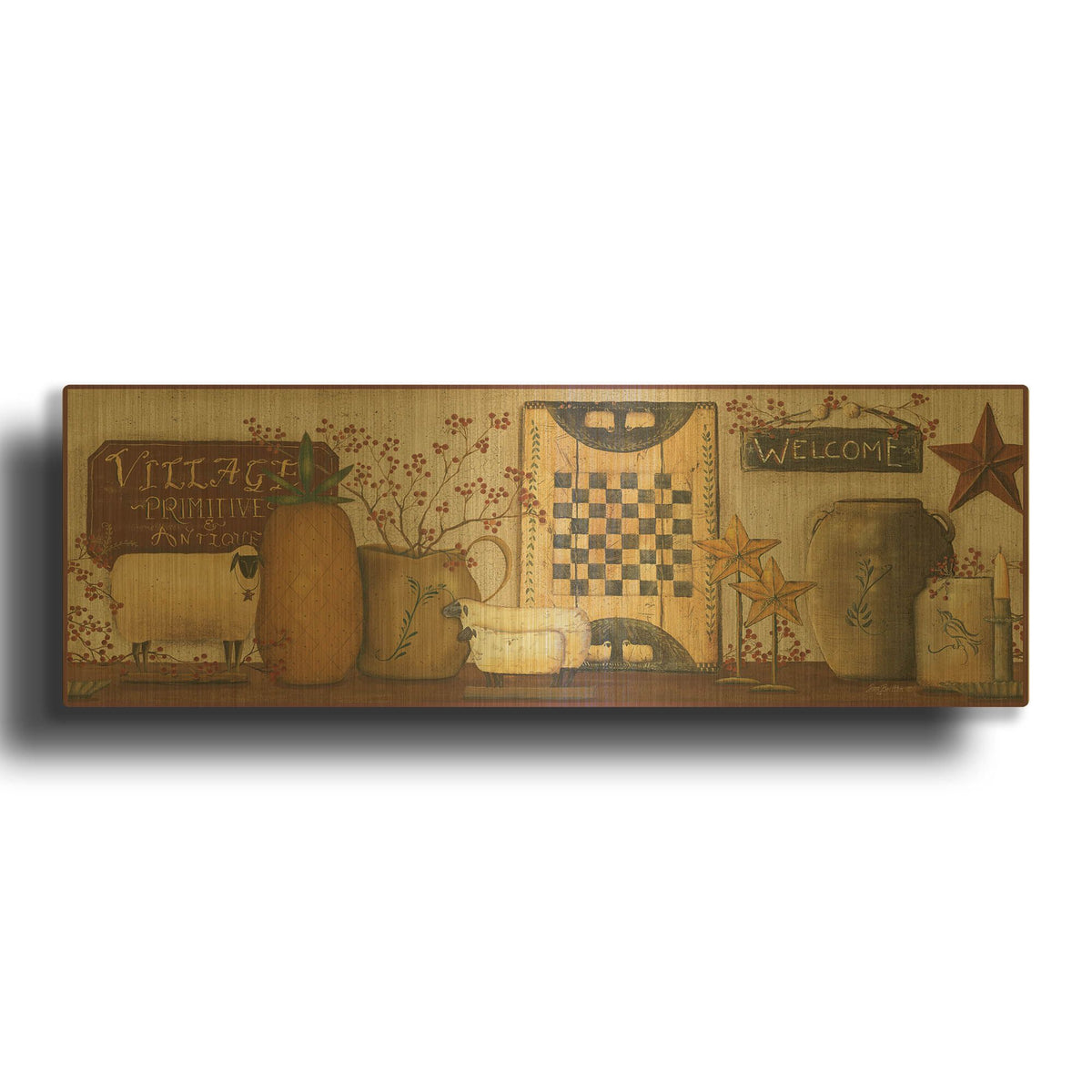 'Village Welcome' By Pam Britton Gold Metal Wall Art
