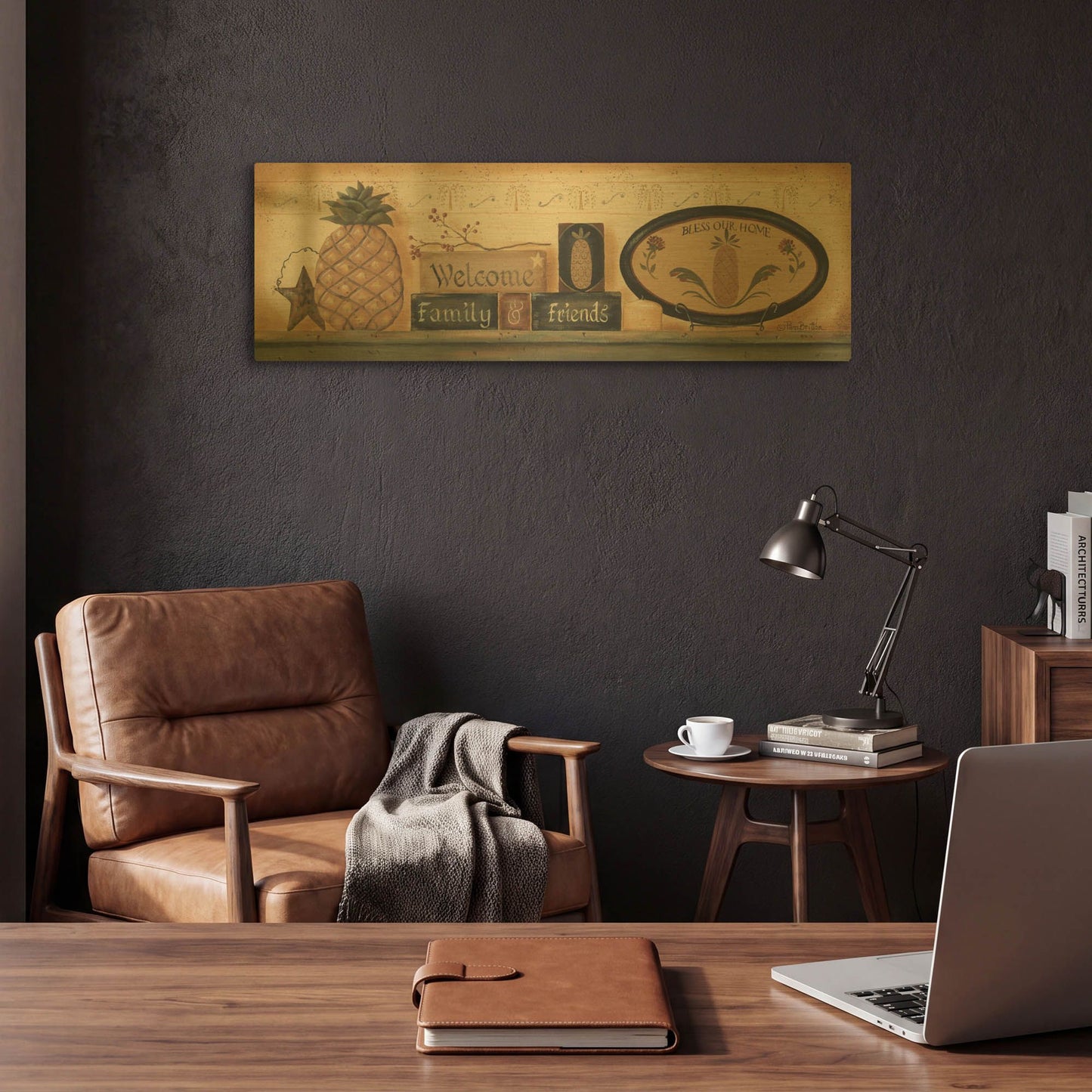 'Welcome Family & Friends' By Pam Britton Gold Metal Wall Art