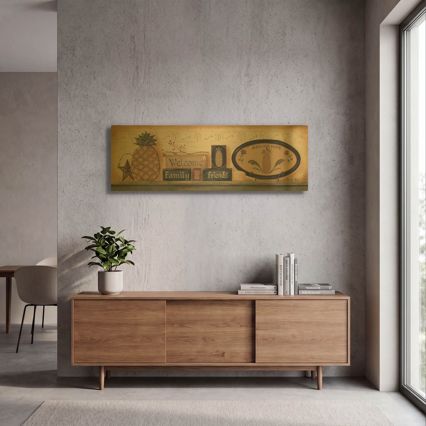 'Welcome Family & Friends' By Pam Britton Gold Metal Wall Art