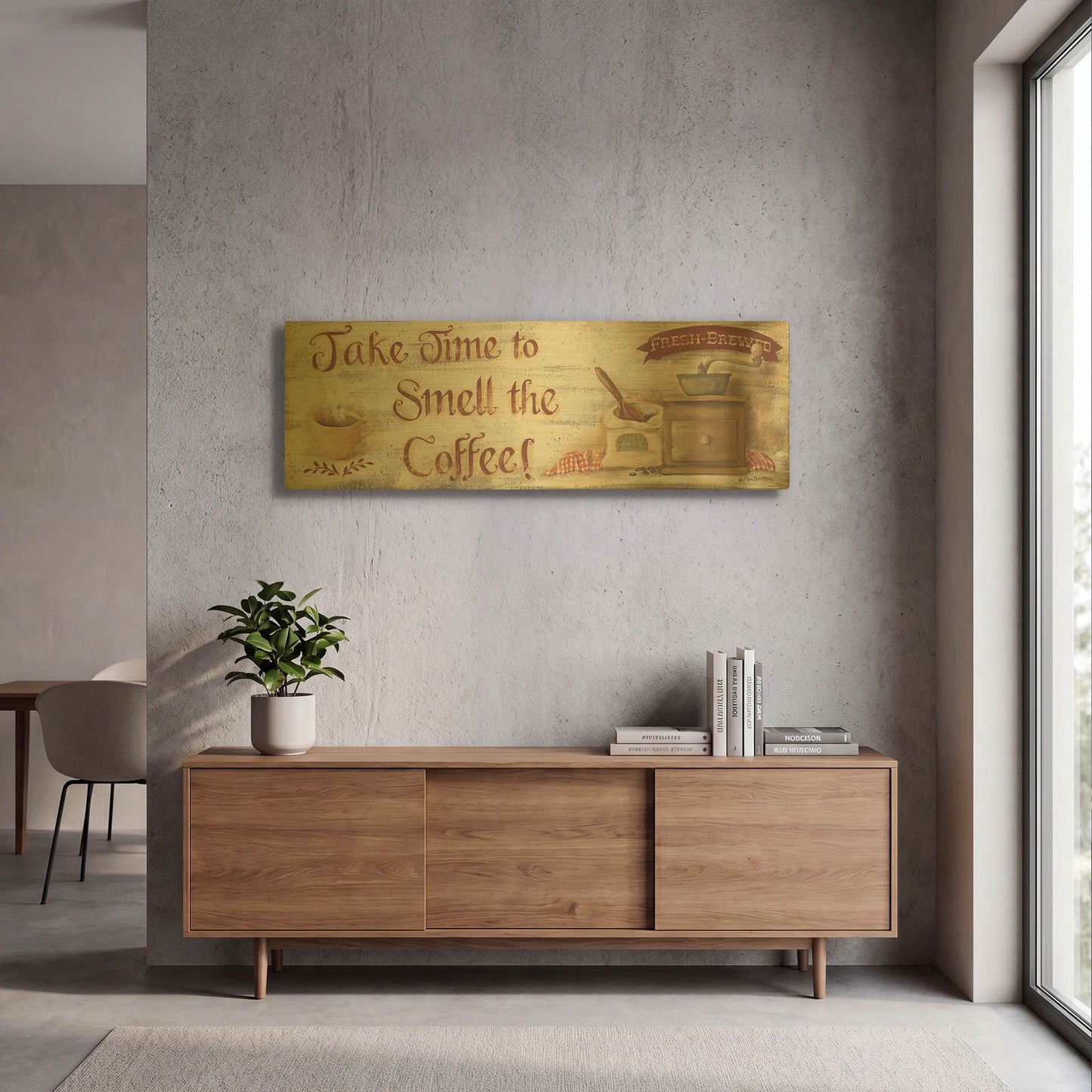 'Smell the Coffee' By Pam Britton Gold Metal Wall Art