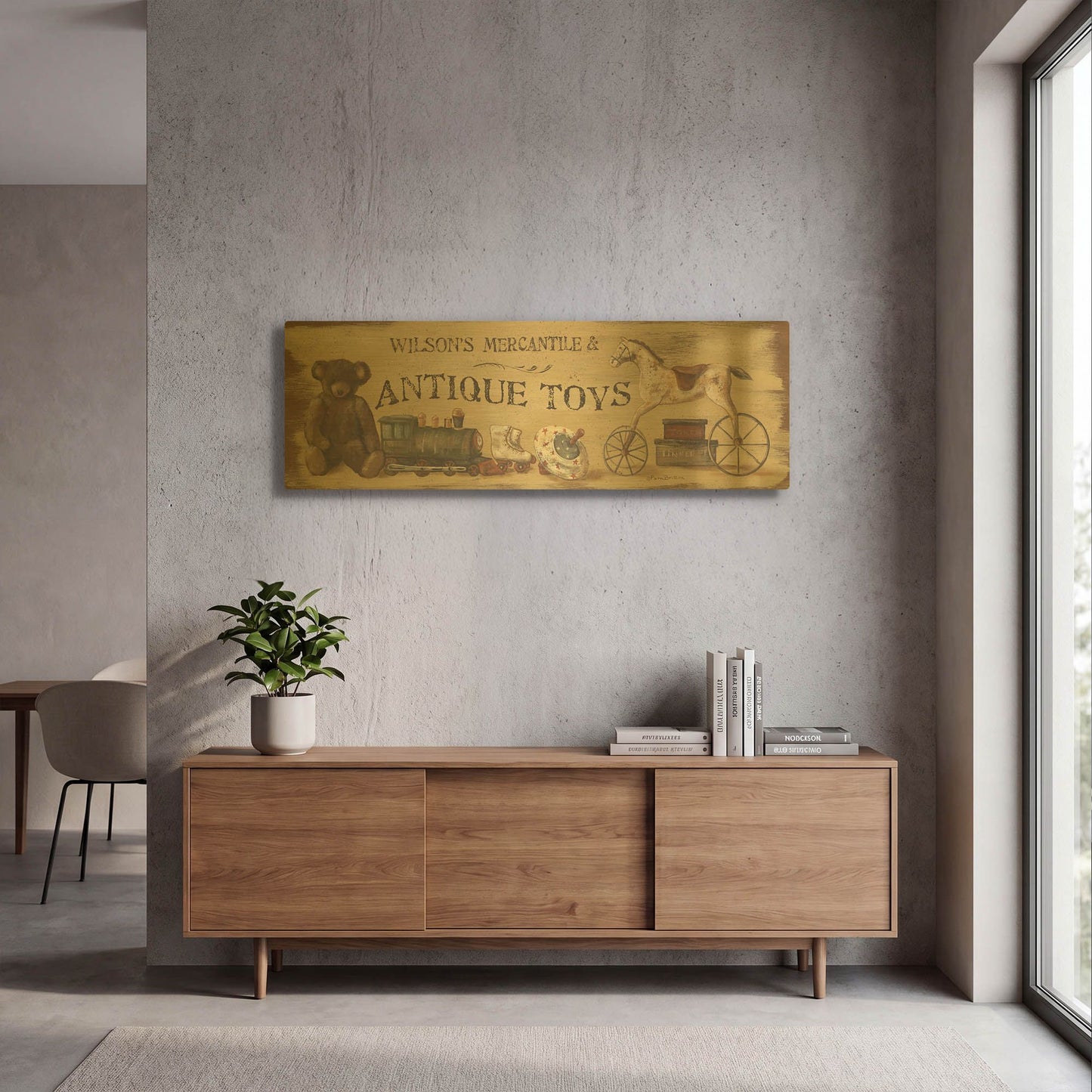 'Vintage Toys' By Pam Britton Gold Metal Wall Art