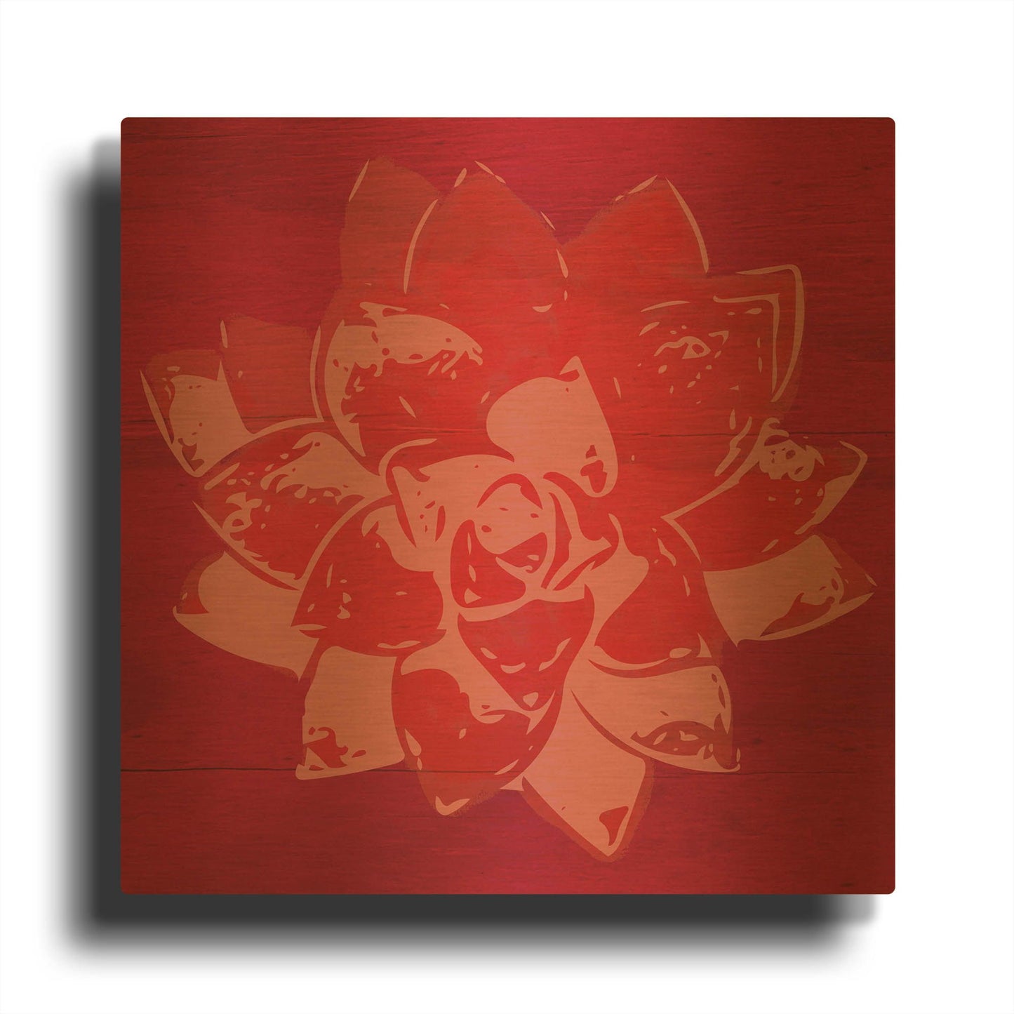 'Boho Succulent Red' By Linda Woods Gold Metal Wall Art