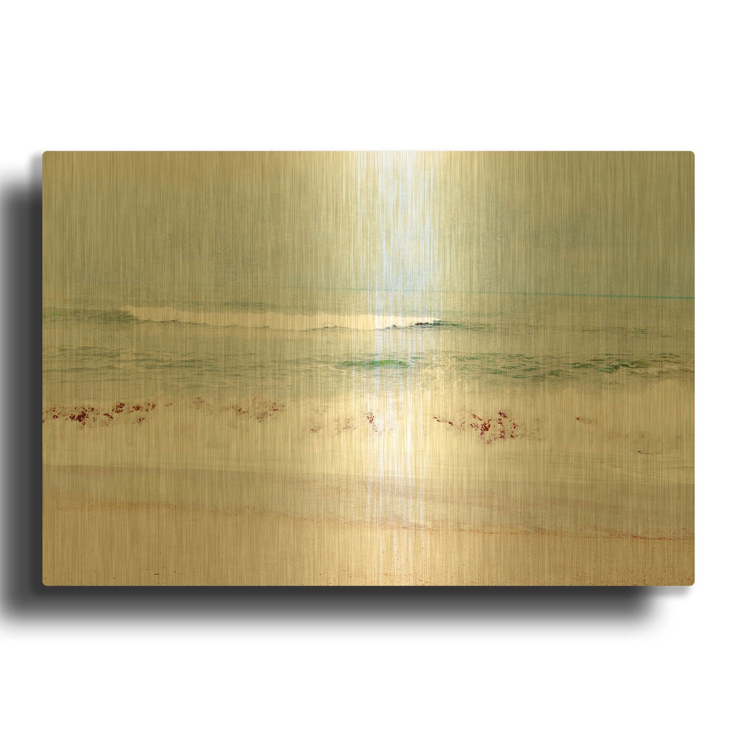 'Pastel Waves Landscape' By Linda Woods Gold Metal Wall Art