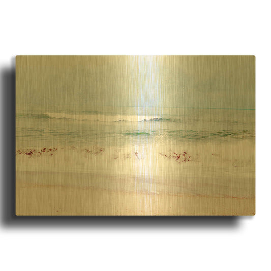 'Pastel Waves Landscape' By Linda Woods Gold Metal Wall Art