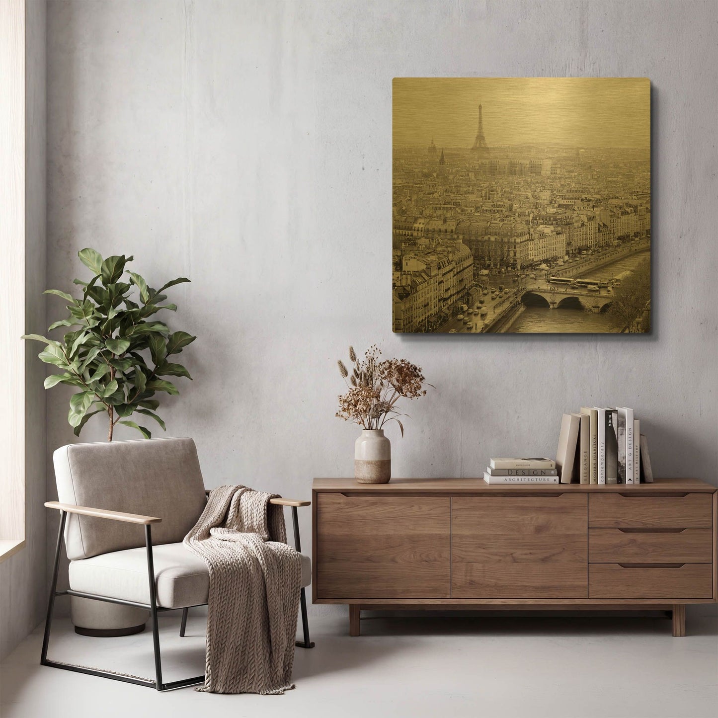 'Above Paris 25' By Alan Blaustein Gold Metal Wall Art