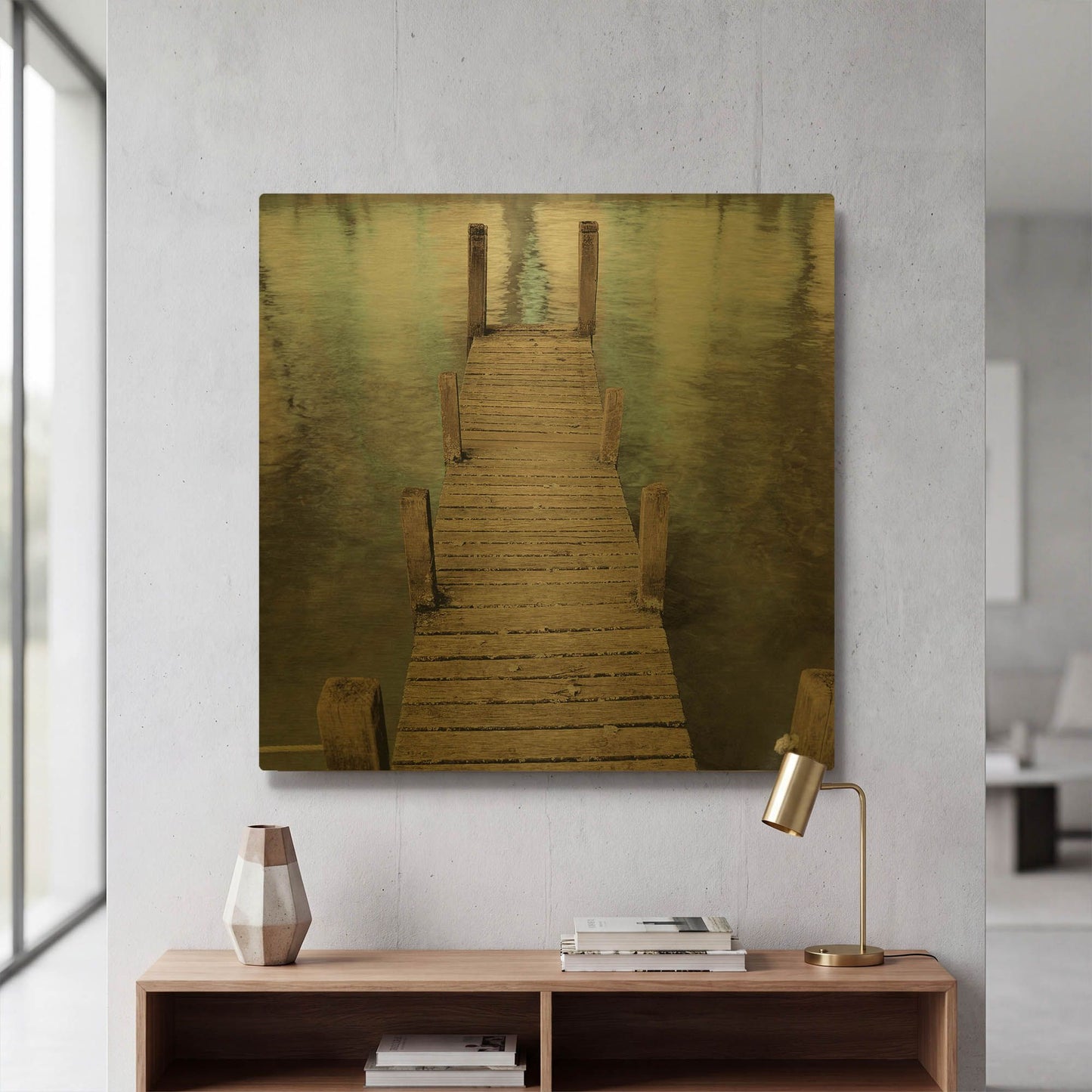'Annecy Pier' By Alan Blaustein Gold Metal Wall Art
