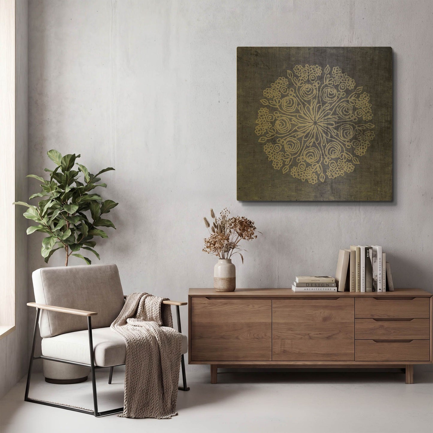 'Indigo Mandala 2' By Linda Woods Gold Metal Wall Art