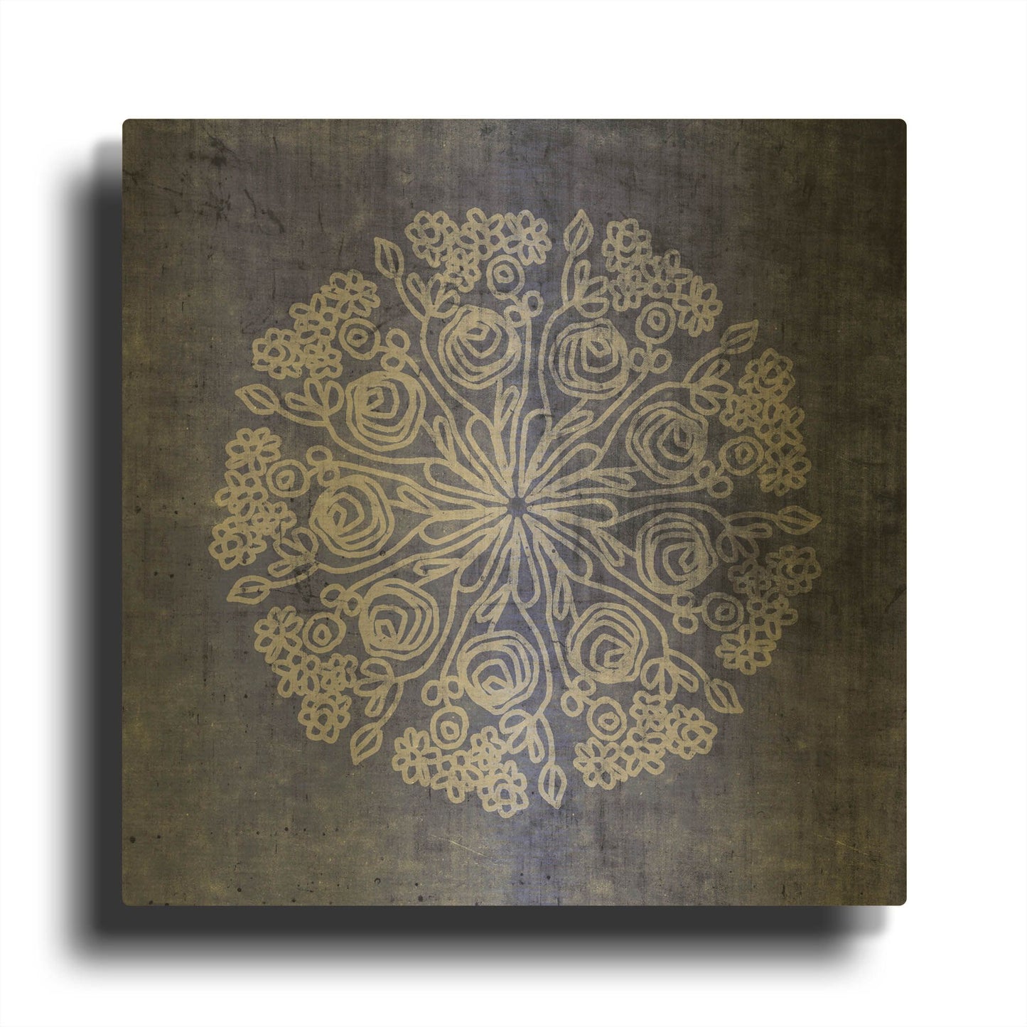 'Indigo Mandala 2' By Linda Woods Gold Metal Wall Art