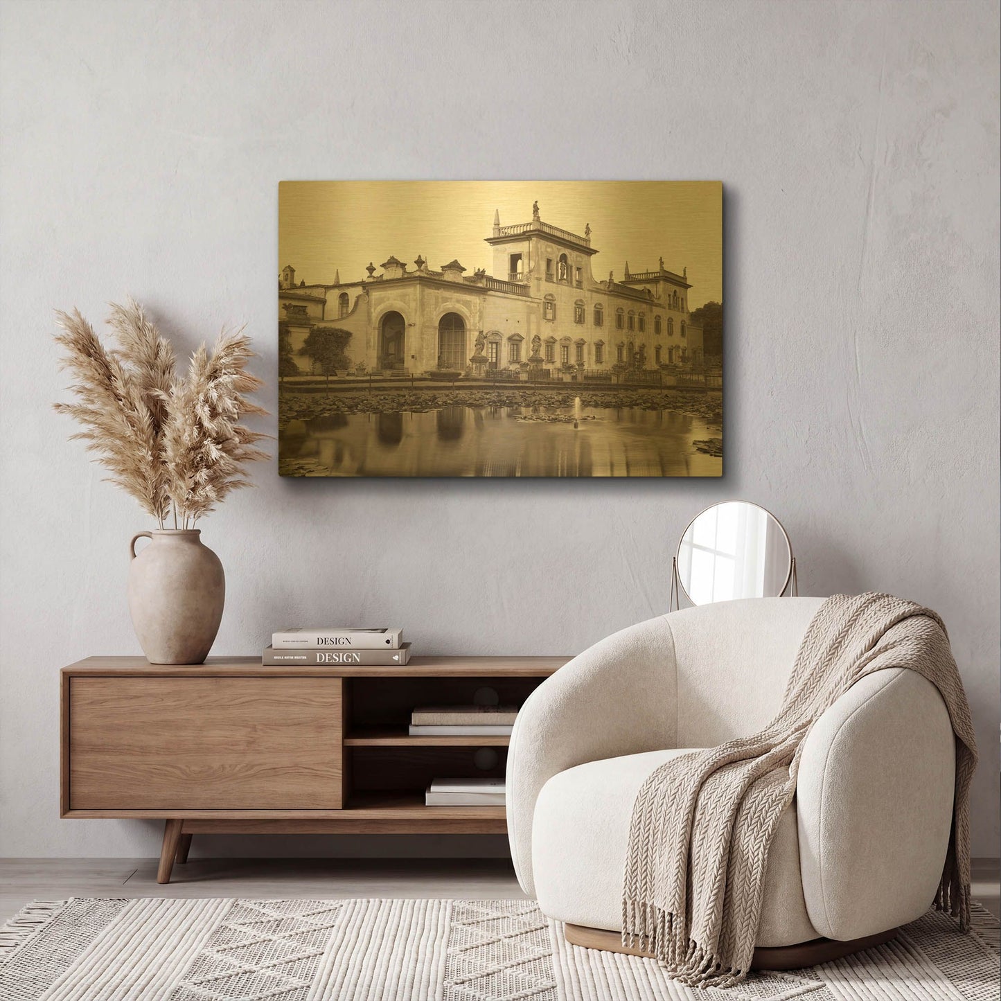 'Banc de Jardin 37' By Alan Blaustein Gold Metal Wall Art