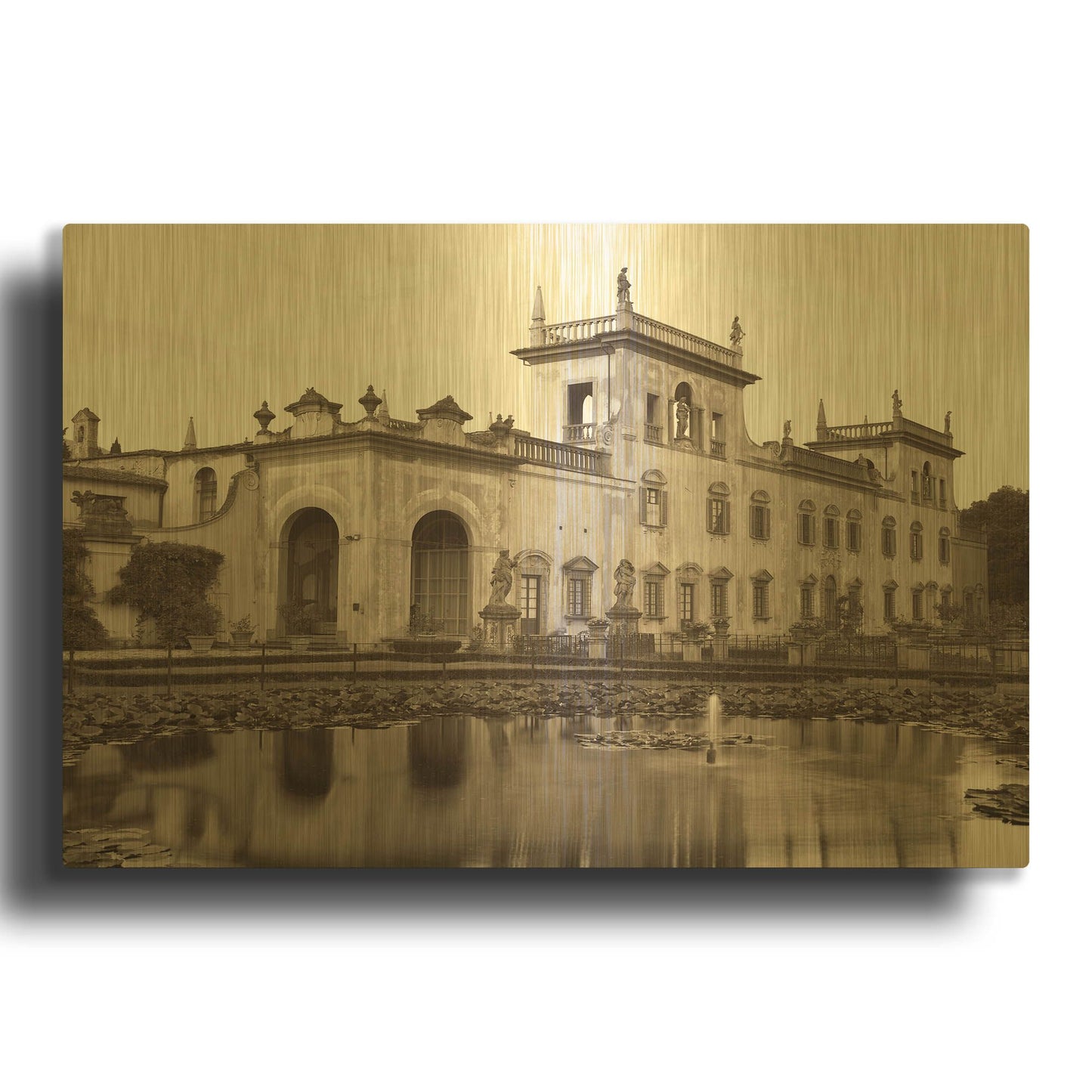 'Banc de Jardin 37' By Alan Blaustein Gold Metal Wall Art